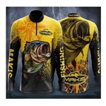 Camiseta para Pesca Makis Fishing Proteção UV50-Amarelo Sol