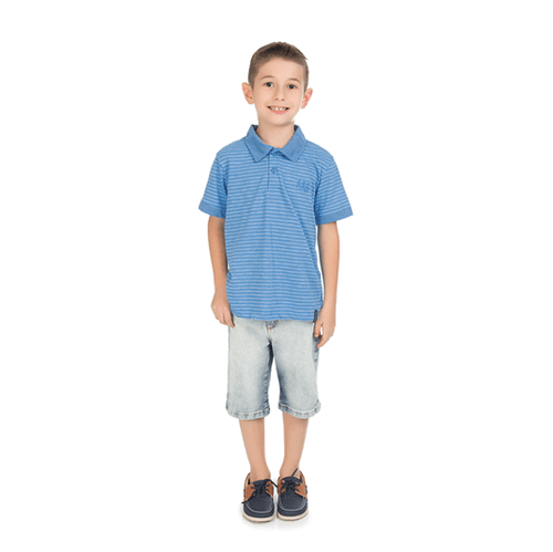 Camiseta Polo Infantil Abrange Listrado Azul 04
