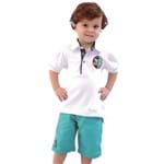 Camiseta Polo Infantil Branca e Bermuda Menino Verde Turquesa 4