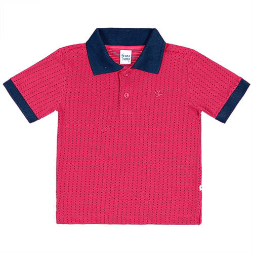 Camiseta Polo Primeiros Passos Cata-Vento Bolinhas Rosa 01