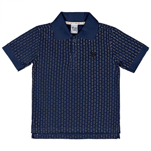 Camiseta Polo Primeiros Passos Cata-Vento Texturizado Azul Marinho 01