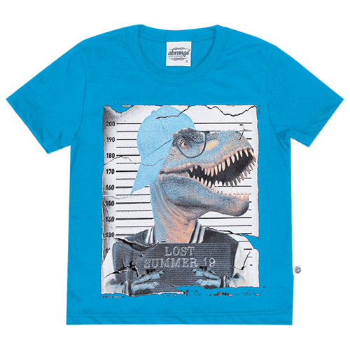 Camiseta Primeiros Passos Abrange Dinossauro Azul 01
