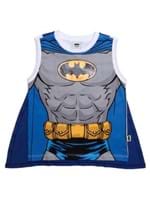 Camiseta Regata Batman Infantil para Menino - Cinza/branco