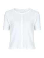 Camiseta Rib Botões de Algodão Branca Tamanho P