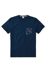 Camiseta Slim com Bolso Estampado Malwee Azul Escuro - G