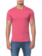 Camiseta Slim Gola Retilinea Mouline - Rosa Escuro - P