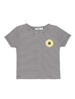 Camiseta Sunflower Listrada Preta e Branca Tamanho 16