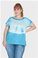 Camiseta Tye Dye com Aplicação Plus Size Azul-52