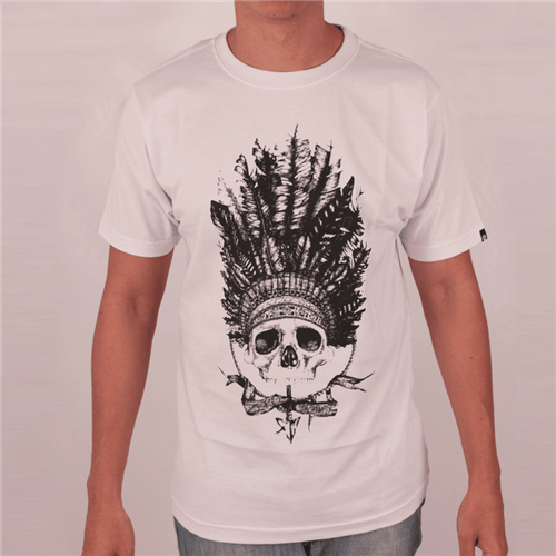 Camiseta Zero Básica Indian Skull 152 Branco G