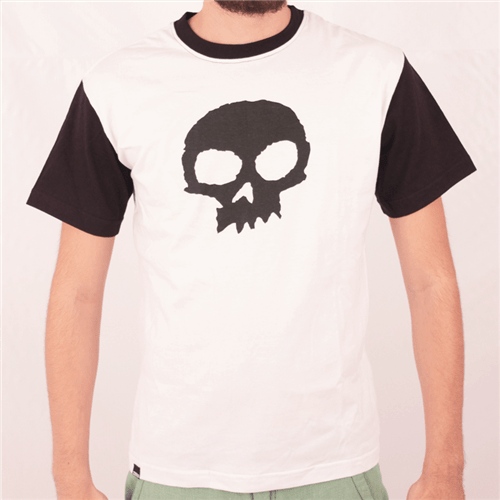 Camiseta Zero Skull Raglan Preto/branco P