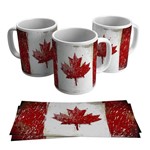 Caneca Canadá Bandeira Folha Mapple Países Porcelana