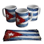 Caneca Cuba Bandeira Fidel Arte Aquarela Porcelana