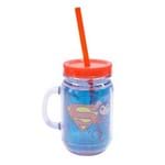Caneca de Plástico com Canudo Superman 420ml - Liga da Justiça