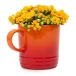Caneca Le Creuset Laranja com Flores Amarelas