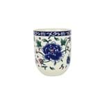 Caneca para Chá em Porcelana Multiart Flor Azul 200ml