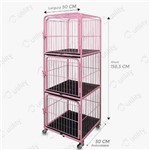 Canil Gatil Vertical 3 Lugares Rosa para Pet Shop