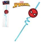 Canudo de Plastico Espiral Infantil Homem Aranha Spider Man 26 5cm na Solapa