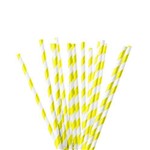 Canudo Papel Biodegradável - Listras Amarelo e Branco - C/ 20 Unds