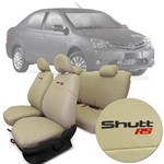 Capa Banco Shutt Rs Toyota Etios Sedan 12 a 19 Automotiva Couro Ecológico Bege Textura Perfurada