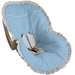 Capa Bebê Conforto Azul Bebê com Babado Branco