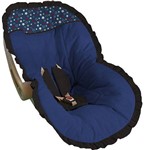Capa Bebê Conforto Azul Marinho com Estrelas e Babado Preto