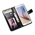 Capa Carteira em Couro Sintético para Samsung Galaxy S6-Preta
