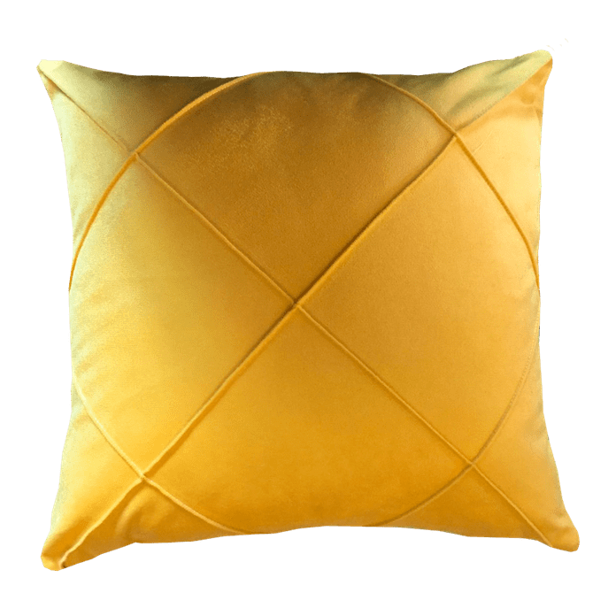 Capa de Almofada Suede Amarela Drapeada 45x45 Cm