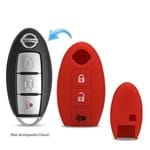 Capa de Silicone para Chave Original Nissan Frontier 2010 a 2018 Vermelha Key Cover Padlock