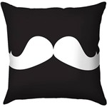 Capa para Almofada Moustache Preta/Branca Poliéster (40x40cm) - Haus For Fun