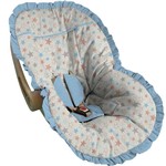 Capa para Bebe Conforto Estrelas Laranja e Azul Babado Azul Bebê - Soninho de Bebê