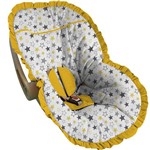 Capa para Bebe Conforto Estrelas Pretas e Amarelas Babado Amarelo - Soninho de Bebê