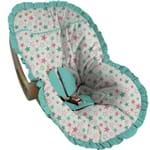 Capa para Bebe Conforto Estrelas Rosa e Verde Babado Verde Tiffany - Soninho de Bebê