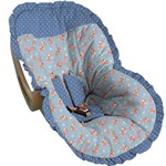 Capa para Bebe Conforto Poá Azul Raposa Laranja - Soninho de Bebê