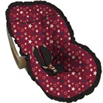 Capa para Bebê Conforto Vermelha com Estrelas Babado Preto - Soninho de Bebê