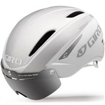 Capacete Giro Air Attack Shield de Ciclismo Road & Triathlon Viseira Magnética - Branco Prata
