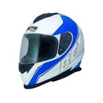 Capacete Moto Vaz V15 M15 Beta Branco Racer Azul