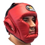 Capacete / Protetor de Cabeça C/ Velcro Muay Thai Boxe Fechado - Vermelho - Jugui