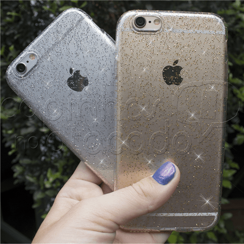 Capinha de Silicone TPU com Glitter IPhone 6 Plus - Dourado