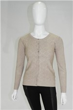 Cardigan Facinelli By Mooncity Tricot Bege Tam. P