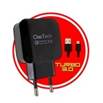 Carregador Ultra Turbo 3.0 Click Tech + Cabo Flat Micro Usb
