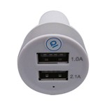 Carregador Veicular para Celular e Tablet com 2 Entradas USB - Branco