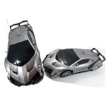 Carrinho Carro Controle Remoto 3 Funções Lamborghini Cinza
