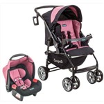 Carrinho de Bebê AT6 K com Cadeira Touring SE Preto com Rosa - Burigotto