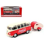 Carro Coca Cola Volkswagen Samba Bus com Trailer 1962 Escala 1/43
