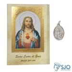 Cartão com Medalha Italiana de Sagrado Coração de Jesus | SJO Artigos Religiosos
