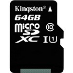 Cartão de Memória Kingston 64GB MicroSDXC Extreme com Adaptador SD (classe10) - SDCX10/64GB