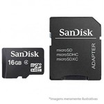 Cartão de Memória Micro SD 16GB com Adaptador MicroSDHC SanDisk para Câmeras de Segurança e Smartpho