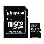 Cartão de Memória Micro Sd Kingston Sdcs de 64gb Msdxc-i - Preto
