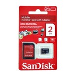 Cartão de Memória Sandisk Micro Sd 2gb Memória Flash com Adaptador