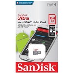 Cartão Micro Sd 64gb Sandisk Sdxc Classe 10 80mb/s Lacrado